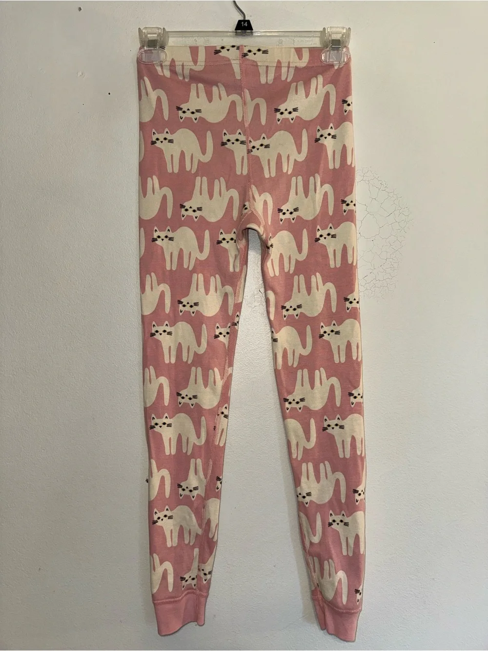 HANNA ANDERSSON Organic Long Johns Pajamas Cats Pink 140 (US 10) Halloween